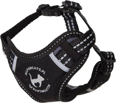 Спортски нагрденик за мачки All for Cats Sports Harness XS, рефлектирачки, црн