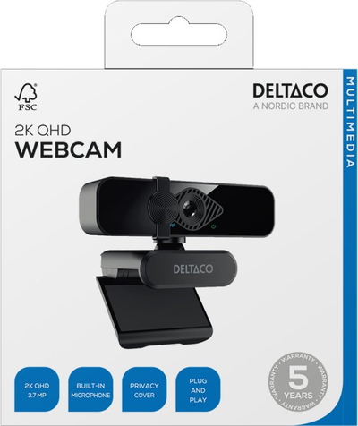 Kamerë web Deltaco W-200, 2K, mikrofon i integruar, e zezë