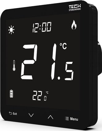 Termostat dhome Tech Controller ST-297V3, montim i fshehtë, panel xhami 3 mm, i zi