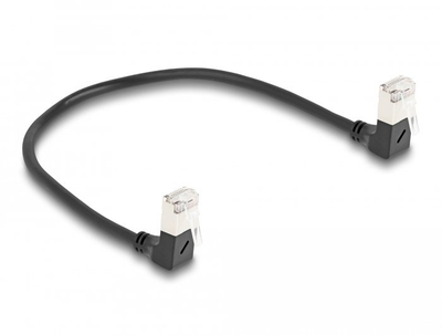 Kabllo rrjeti Delock RJ45 Cat6a, S/FTP Slim, 0.25m, e zezë