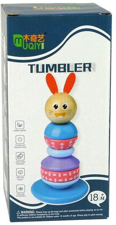Lodër druri edukative piramidë Panda Balancing Tower, shumëngjyrëshe