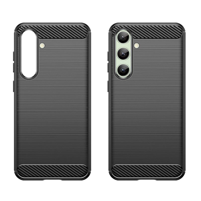 Mbulesë silikoni Carbon për Samsung Galaxy S24 FE, që s’e ha kollaj goditja, s’rrëshqet nga dora, e zezë