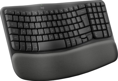Tastierë Logitech Wave Keys, ergonomike, pa tela, grafit