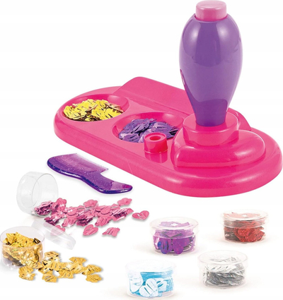 Set kreativ për zbukurim flokësh Madej DIY Headwear, me aparat dhe sekuina, lodër për kalamaj, rozë