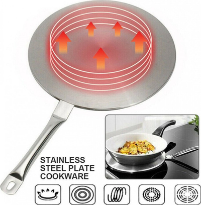 Adapter për sobë me induksion KingHoff KH 1710, 28 cm, çelik inox, argjendtë