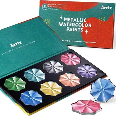 Set boje uji metalike APW-001-M0108, 8 ngjyra, me shkëlqim metalik