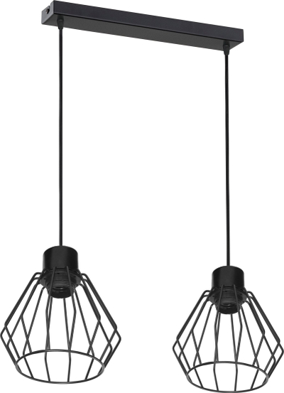 Lampë varëse Orno PINO, 2x60W, me dy llamba E27, e zezë