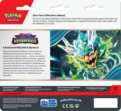 Set letra Pokémon TCG Scarlet and Violet Twilight Masquerade, 3 booster, kartë promo Snorlax