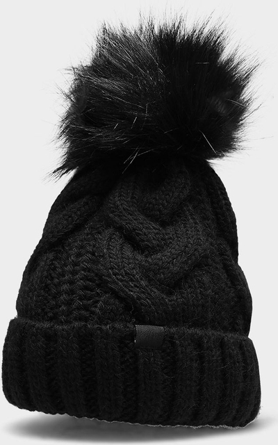 Kape dimri për femra 4F H4Z22 CAD010, me pompon, e zezë