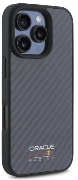 Куќиште за телефон Red Bull Carbon Shiny Logo со MagSafe, за iPhone 16 Pro, црно