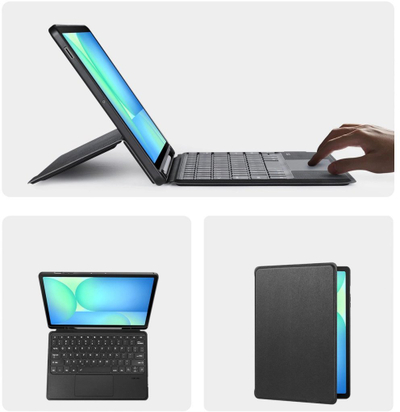 Футрола со тастатура Dux Ducis DK Series за Samsung Galaxy Tab S10 FE+, Bluetooth 5.0, со осvetлување, црна