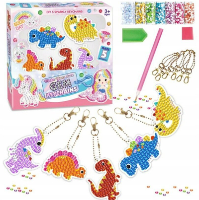 Set kreativ Midex Creative Diamond Painting, varëse çelësash dinosaur, për fëmijë 3+