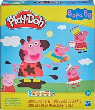 Set plasteline Play-Doh Peppa Pig Stylin Set, 9 ngjyra, për kalamaj 3+