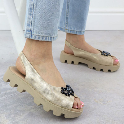 Sandale për femra JBUT Potocki Little Sandals, eco leather, bezhë