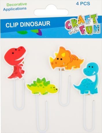 Kapëse letre dekorative Dino Craft with Fun, 4 copë, shumëngjyrëshe