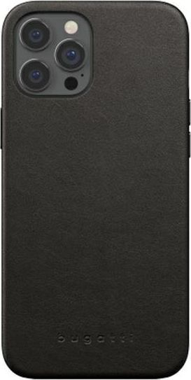 Mbulesë telefoni Bugatti Porto për iPhone 12 Pro Max 6.7", lëkurë, e zezë