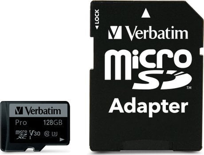 Kartë memorie MicroSDXC Verbatim Pro 47044, 128GB, Class 3 U3
