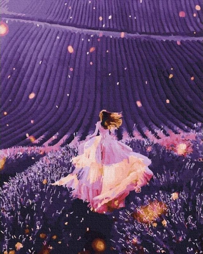 Сет слика по броеви Light In A Lavender Field, 40x50 cm, повеќебоен