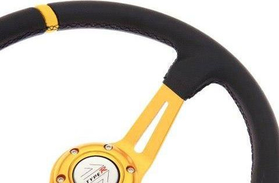 Timon sportiv MTuning Pro, 350mm, alumin, lëkurë e zezë