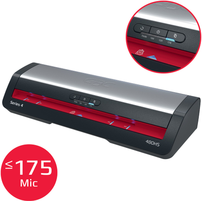 Laminues dokumentesh GBC 480HS, format deri A3, 75 175 mikron, i zi argjendtë i kuq
