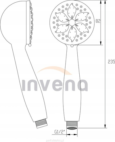 Kokë dushi Invena ISE Chrome AS-54-001, diametër 8 cm, sistem anti-kalk, krom