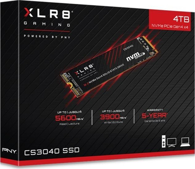SSD M.2 PNY XLR8 CS3040, 4TB, PCIe 4.0 NVMe, ngjyrë e zezë