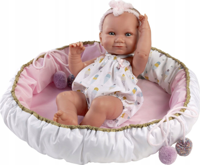 Kukull Llorens Nica Vinyl Baby Doll, 40 cm, me playpen