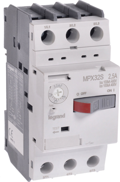 Shkyçës magnetotermik motori Legrand MPX³ 32S, 2.5A, 100kA, gri