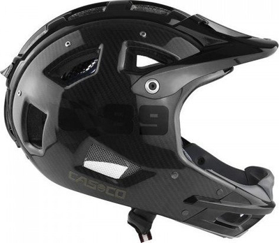 Helmetë çiklizmi Casco MTBE Full Face Carbon, 58-62 cm, e zezë karbon mat me detaje jeshile