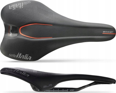 Selë biçiklete Selle Italia SLR Boost Kit Carbonio S1, shina karboni CarboKeramic, shumë e lehtë, e zezë