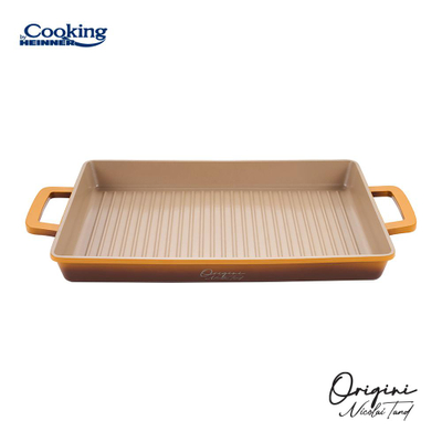 Tigan grill Cooking by Heinner ORIGINI, 36x26.4x4 cm, alumini qeramik, portokalli gri