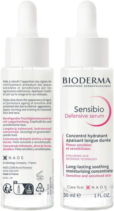 Serum fytyre Bioderma Sensibio Defensive, për lëkurë të ndjeshme, 30ml, transparent