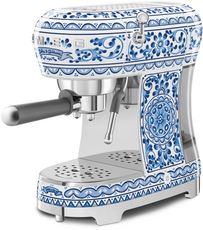 Makina portafilter për kafe Smeg x Dolce &amp; Gabbana Blu Mediterraneo, 15 bar, sistem Thermoblock, blu