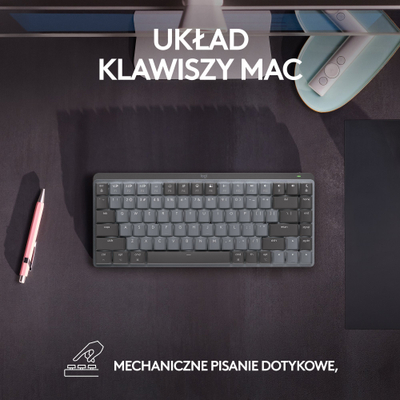 Set tastierë dhe kamerë Logitech MX Mechanical Mini for Mac + Brio 100, Bluetooth, Full HD 1080p, gri