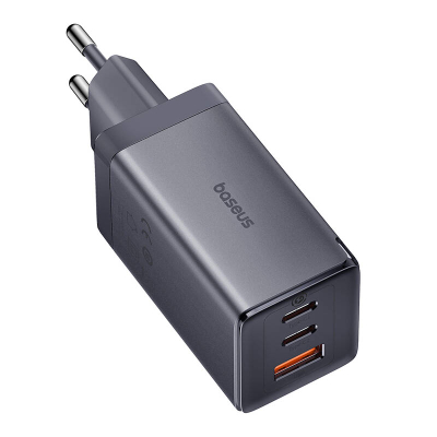 Karikues muri Baseus GaN5 2x USB-C + USB, 65W + kabllo 1m (gri)