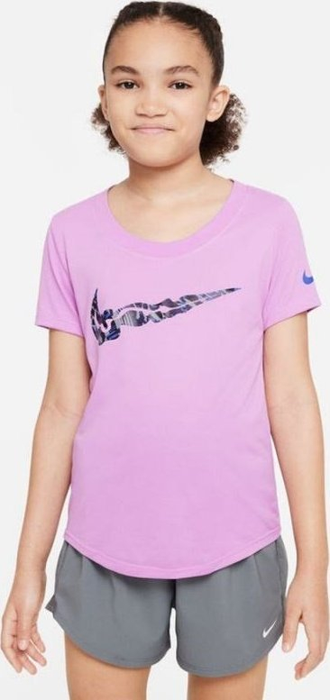 Bluzë sportive për kalamaj Nike Dri Fit Jr DZ3583 532, me mëngë të shkurtra, rozë