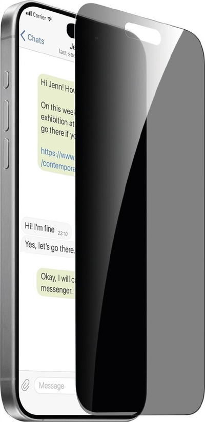 Mbrojtëse ekrani Puro Privacy Tempered Glass, për iPhone 16 Plus, xham i fortë, transparente