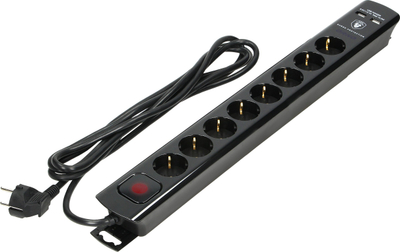 Shtepshtrija Orno, 8 dalje Schuko, 2x USB 2.1A, kabllo 3 m, e zezë