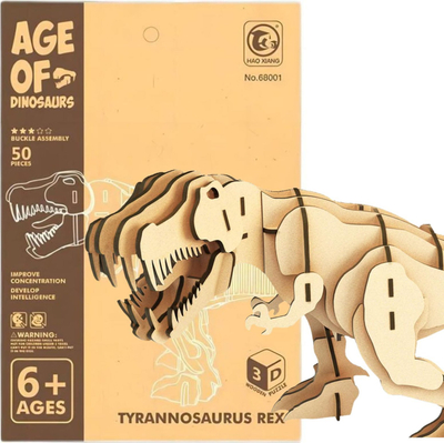 Puzzle druri 3D Hao Xiang Age of Dinosaurs Tyrannosaurus Rex, 50 pjesë, 6+, ngjyrë natyrale