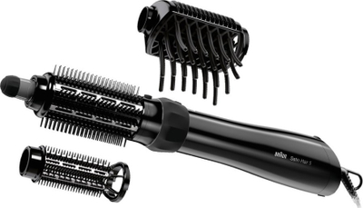 Furçë për flokët me nxehtësi Braun Satin Hair 5 AS 530, 1000W, me 3 koka, e zezë