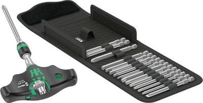 Set kaçavidë me racetë Wera Kraftform Kompakt 400 RA, 17 pjesë, bit 1/4", imperial
