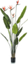 Bimë artificiale Strelitzia Emerald, 150cm, 4 lule, në vazo, jeshile