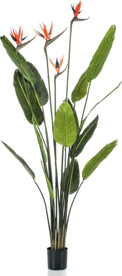 Bimë artificiale Strelitzia Emerald, 150cm, 4 lule, në vazo, jeshile