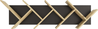 Raft muri FMD Hanging Geometric, për libra, me formë gjeometrike, në dekor lisi dhe të zi