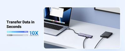 Hub USB C Ugreen 15596, 5 në 1, HDMI 4K, 100W PD, gri