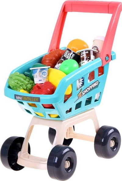 Set lodër supermarket Jokomisiada ZA3174, me karrocë pazari, 47 pjesë, shumëngjyrësh