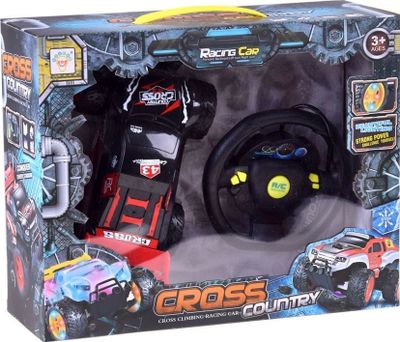 Makina lodër me telekomandë Racing Cross Country, timon kontrolli, për fëmijë 3+, e zezë e kuqe
