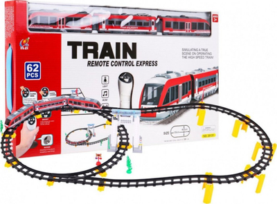 Set tren lodër Passenger Train 2813Y, me telekomandë, me drita edhe tinguj, i kuq