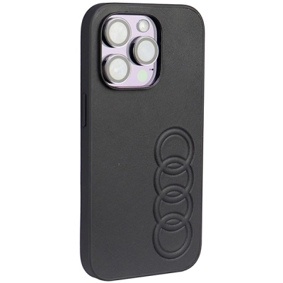 Kapak telefoni Audi për iPhone 14 Pro, 6.1", lëkurë sintetike, i zi