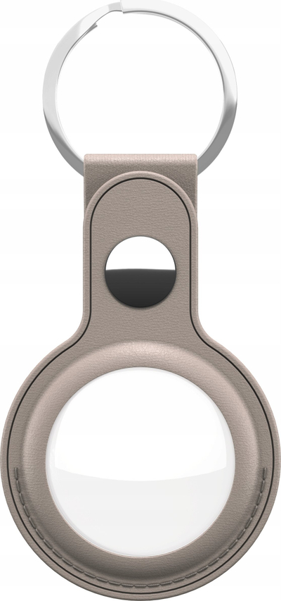 Mbajtëse lëkure për AirTag KeyBudz AirTag Keyring me karabinë metalike, ngjyrë sandy beige